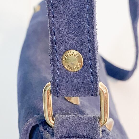 Prune Blue Suede Studded Fringe Cross Body Bag - Picture 7 of 14